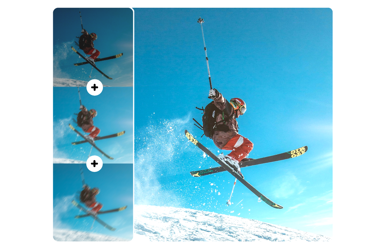 Using fotors hdr photo editor to reduce ghost of a snowboarding man image