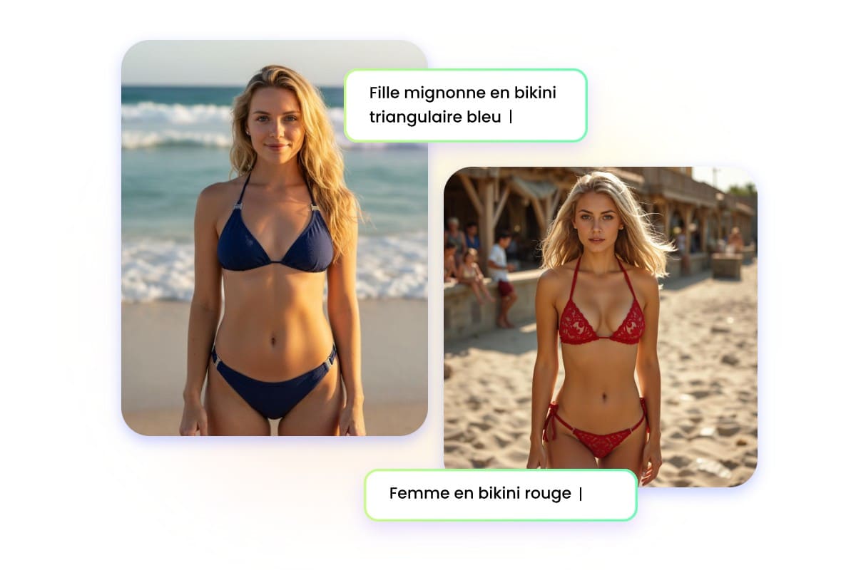 Utiliser votre prompt pour concevoir votre bikini avec le simulateur bikini IA de Fotor