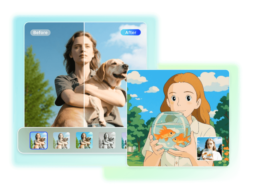 Various photo filters and AI filters to choose from in Fotor free online image editor