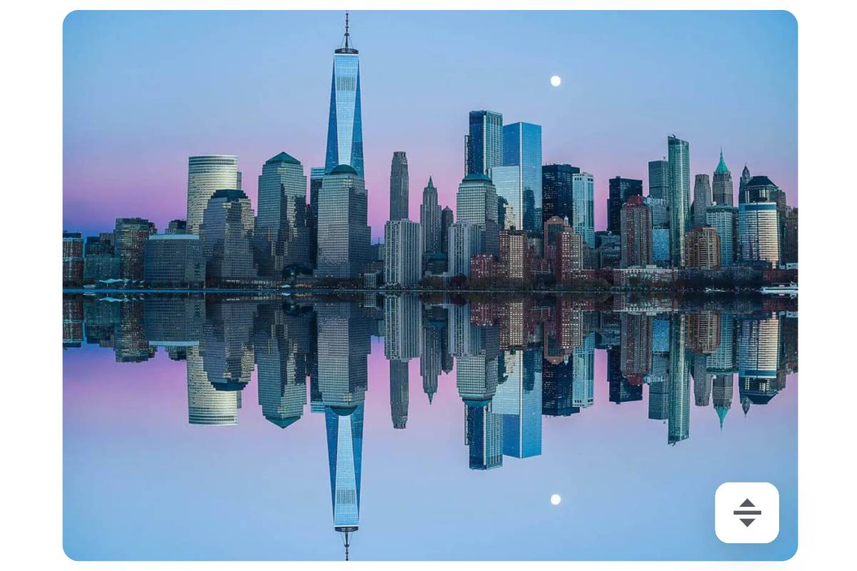 Vertically mirror a night cityscape with fotor mirror image tool