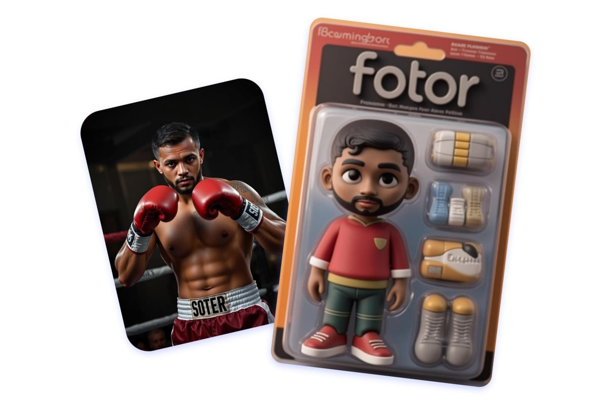 Wrestling-Actionfigur: Vorher-Nachher-Vergleich