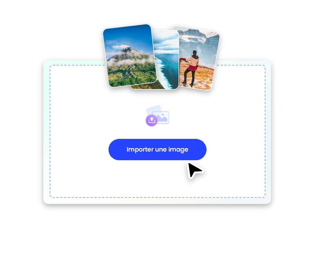 Étape 1 cliquer ou glisser déposer pour importer vos photos
