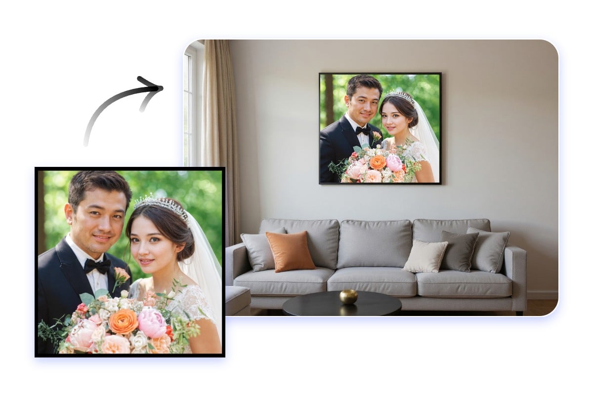 使用 Fotor為婚禮照片添加邊框用於列印並掛在客廳墻上