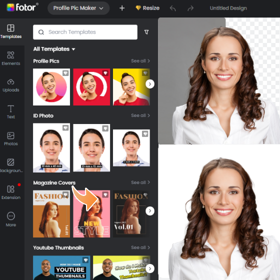 Remove the background of a woman with Fotor