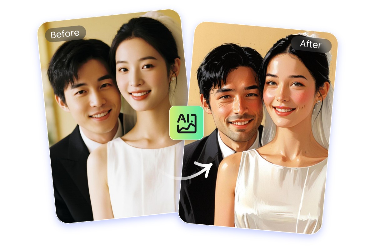 將一張亞洲情侶合照變為動漫風格