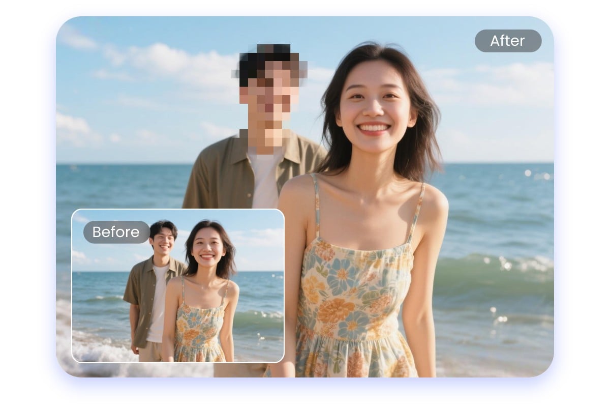 模糊一張旅遊照片男性路人的人臉