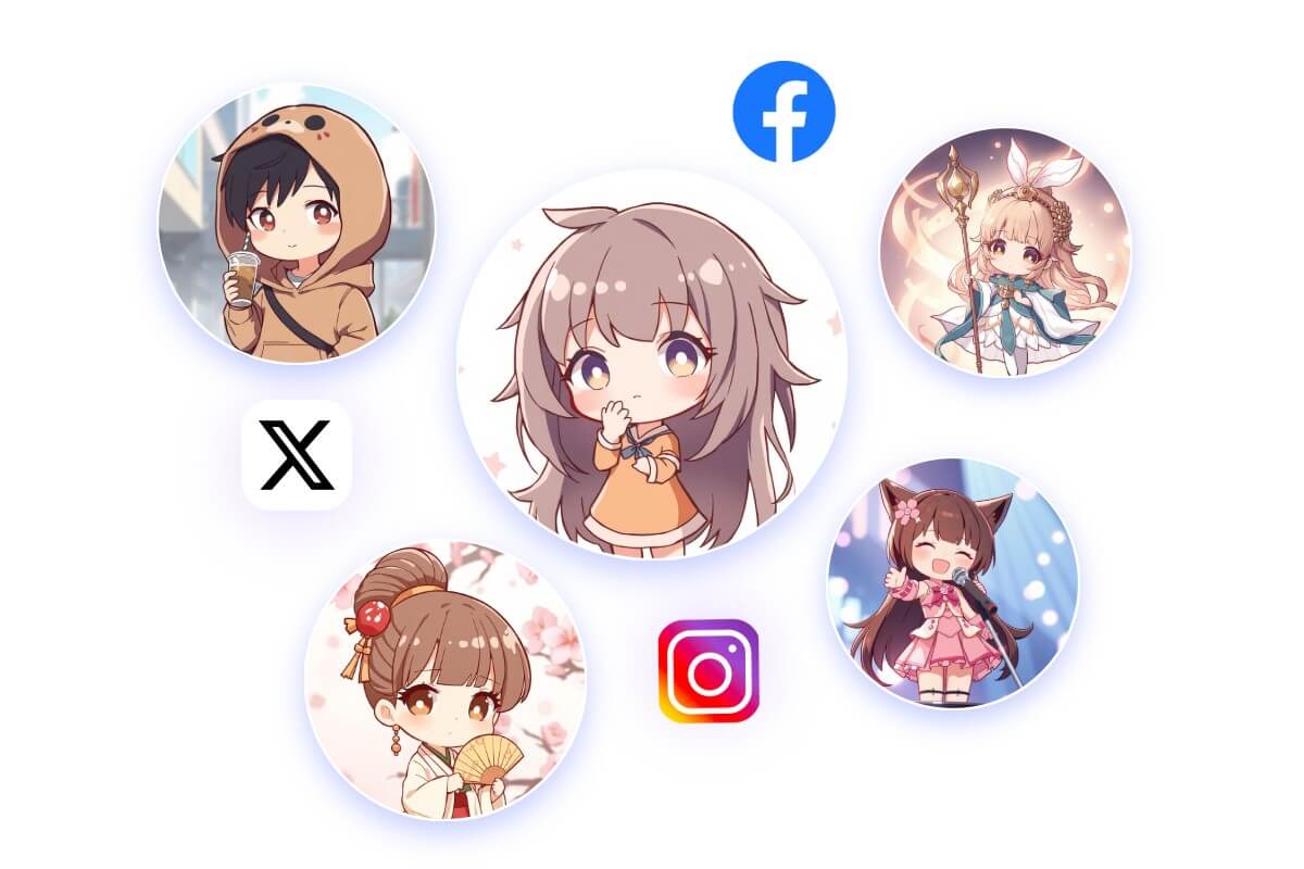 為社群媒體製作多種 Q版頭像