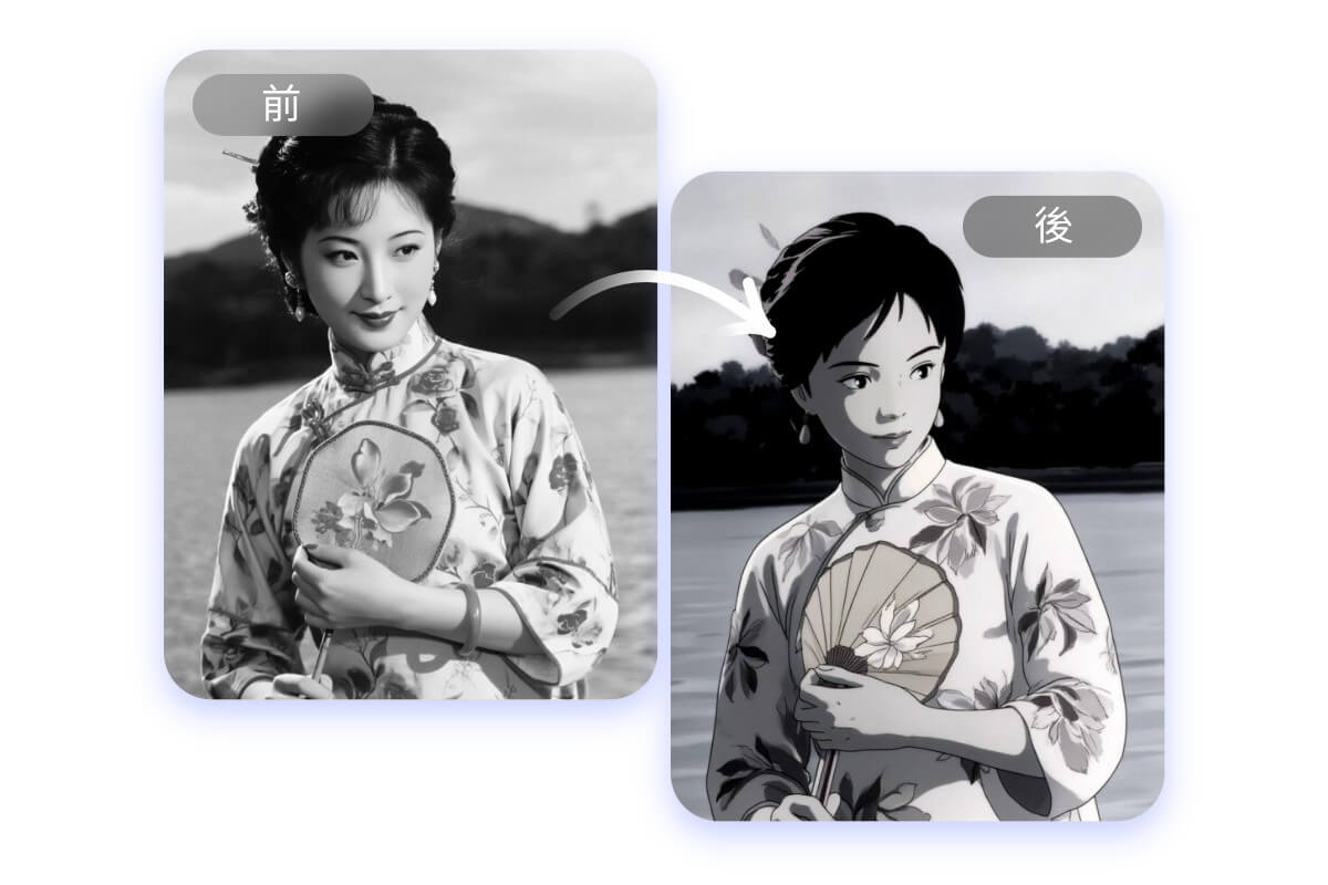 用 AI似顏繪產生器為一張漂亮女人的老照片注入二次元藝術魅力