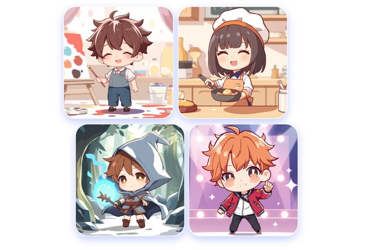 用 AI生成不同特點的 Q版角色