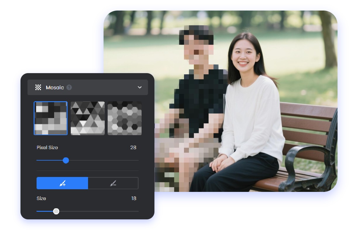 進行馬賽克效果設置並將合照中的男性人物馬賽克化