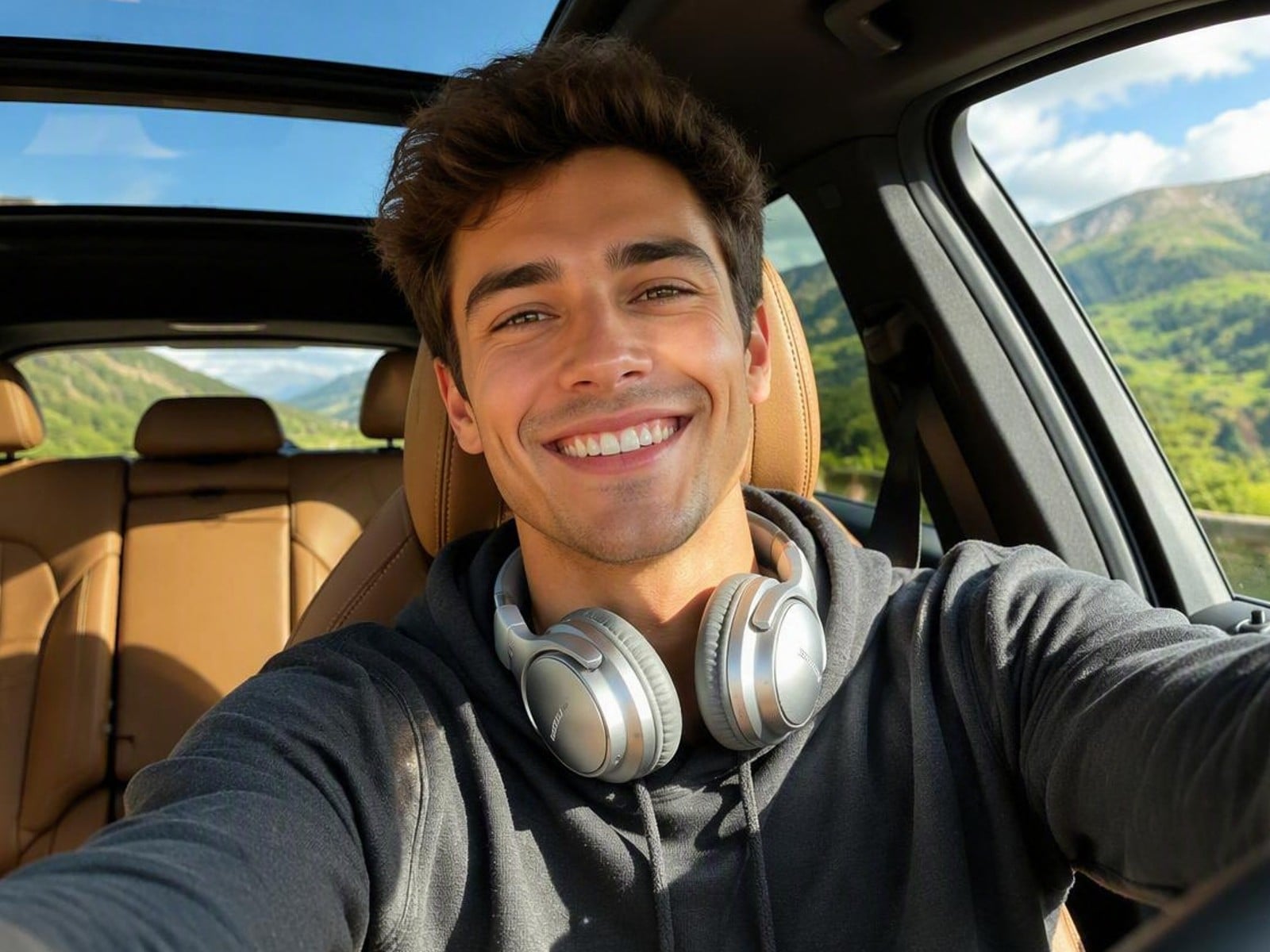 A original male selfie before using the matcha filter