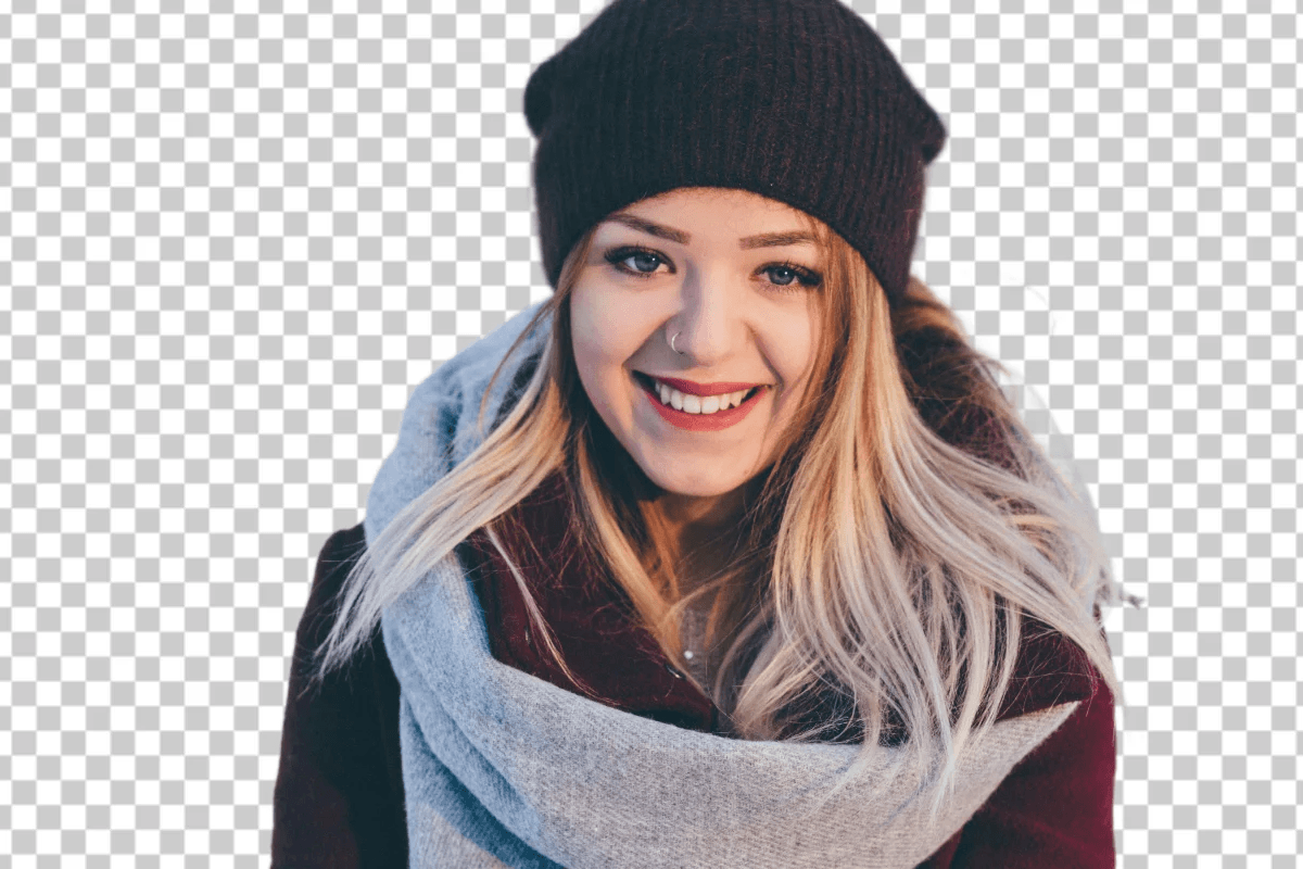 After image of a female portrait removed background color with Fotor image color removal