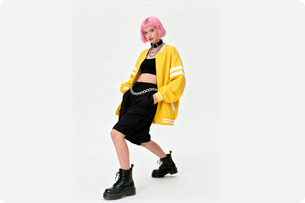 An original image showing a pink haired fashion girl