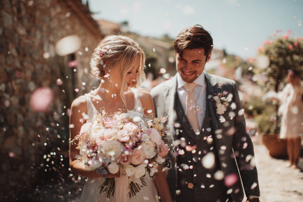 Before image showing a happy couple