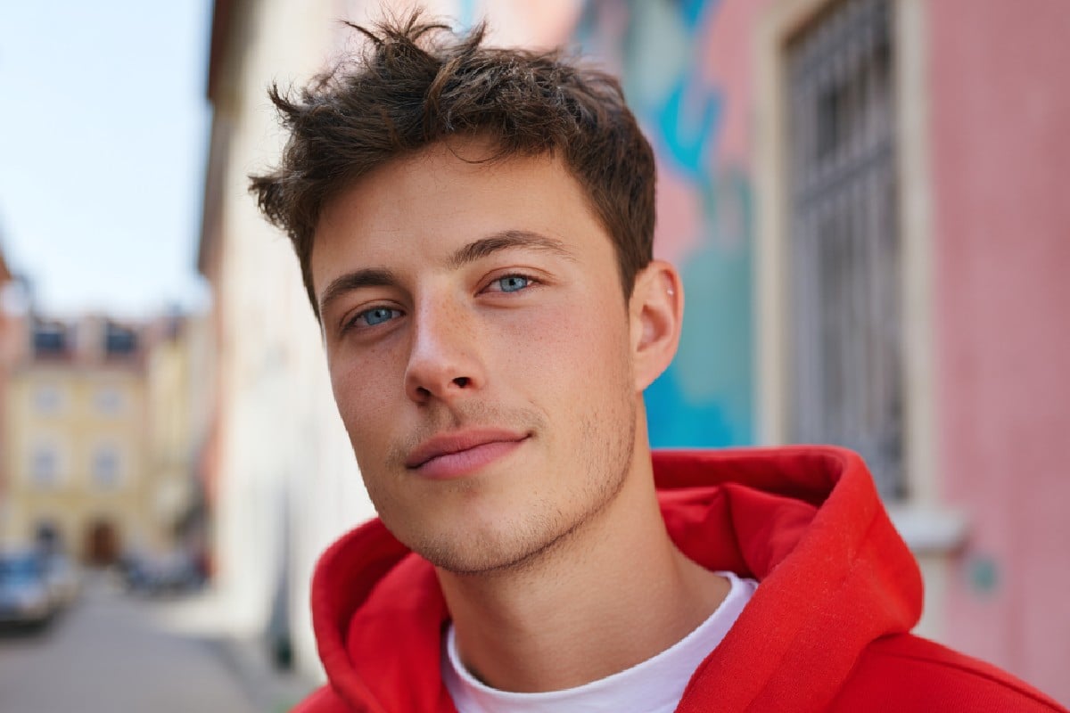 Before image showing a man with slender eyebrows