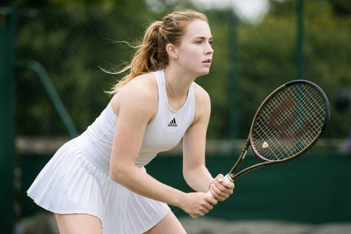 Before image showing a tennis girl