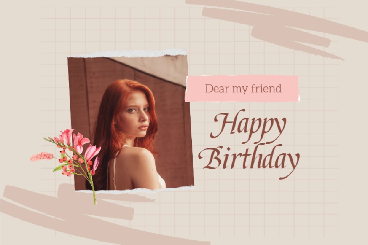 Birthday card with extended negative space for custom design and typography