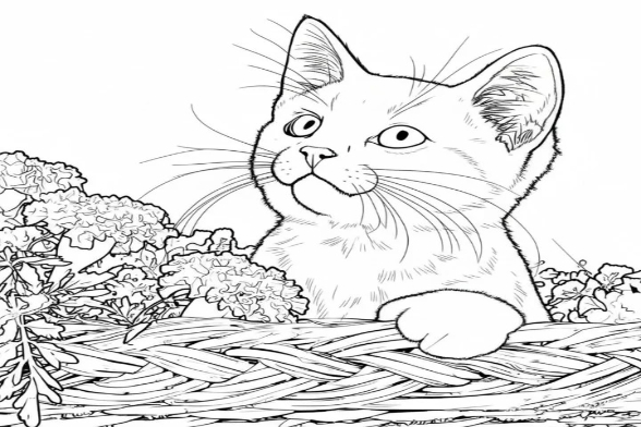 Ein Ausmalbild von einer Katze mit Fotor