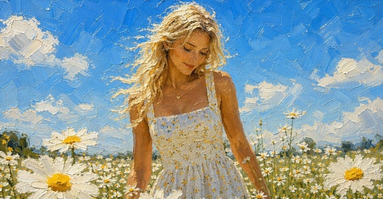 Goart girl portrait after photo to painting mobile