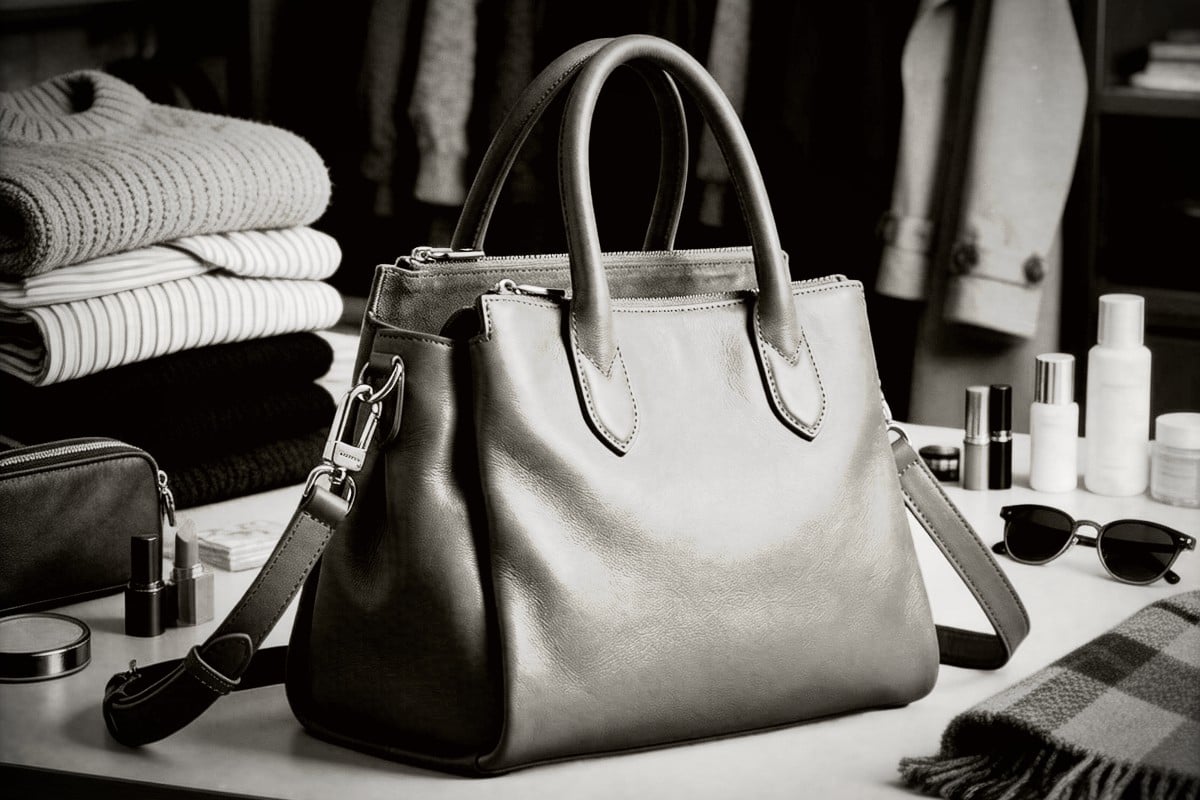 Image noir et blanc dun sac à main