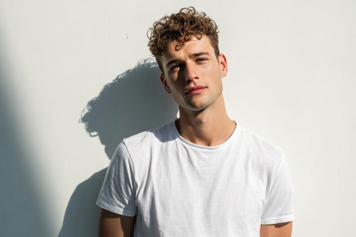 Image originale dun homme portant un t shirt blanc pour convertir image couleur en noir et blanc