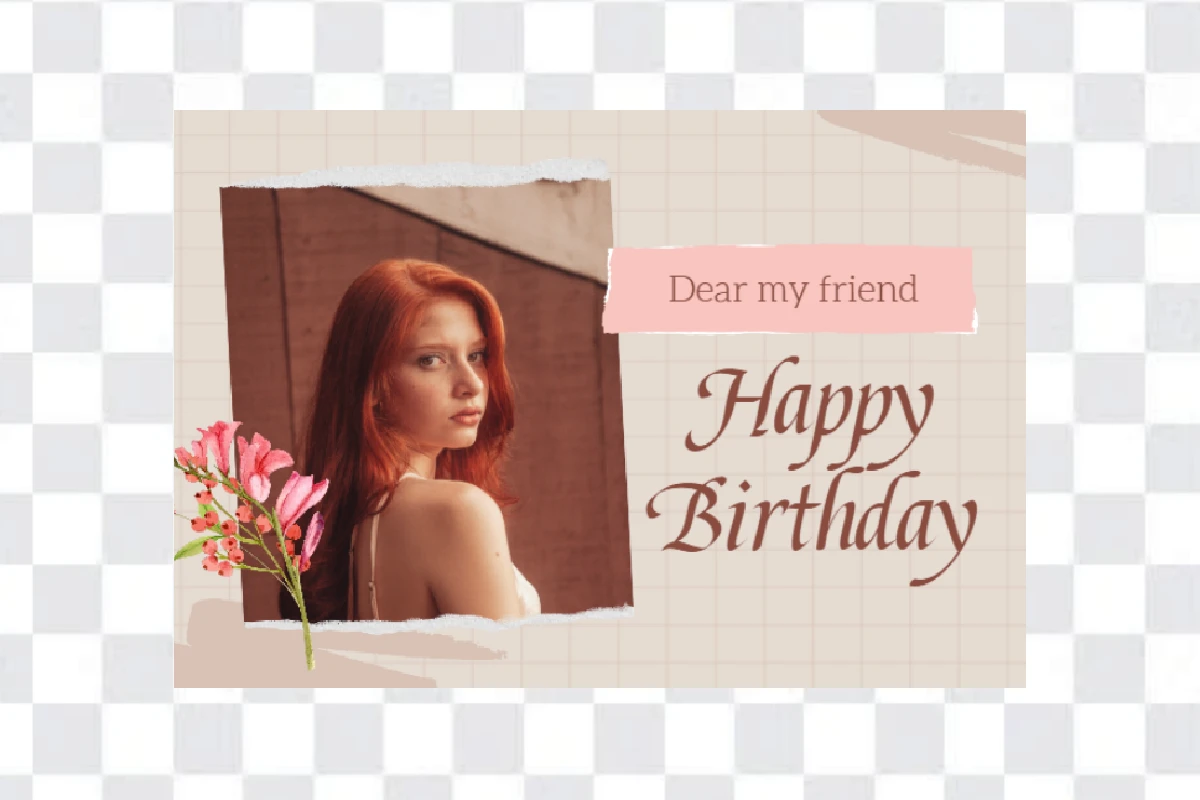 Original horizontal birthday card layout