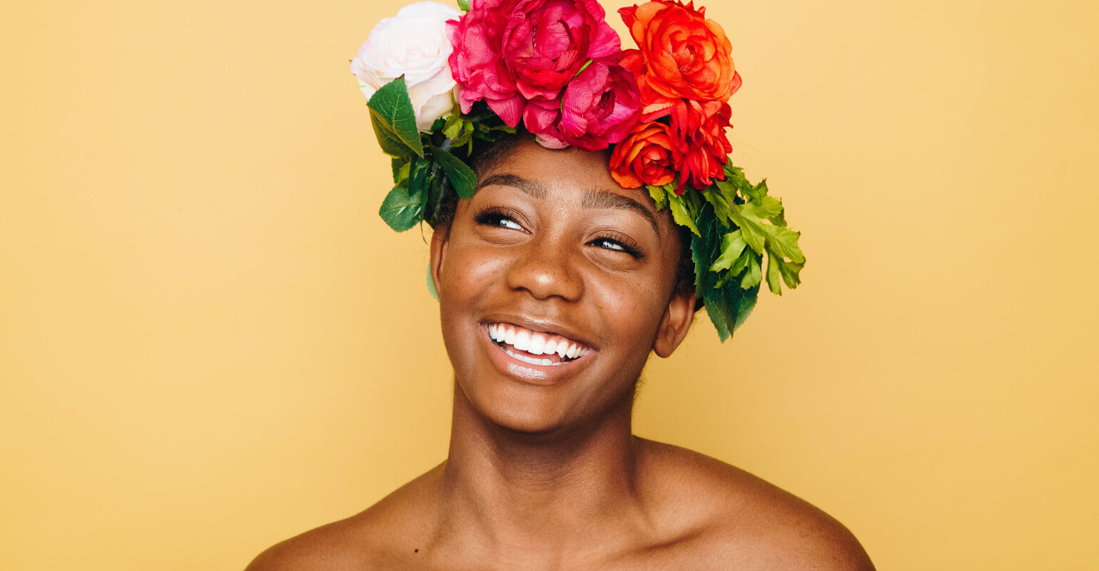 Portrait of an African woman with a wreath
