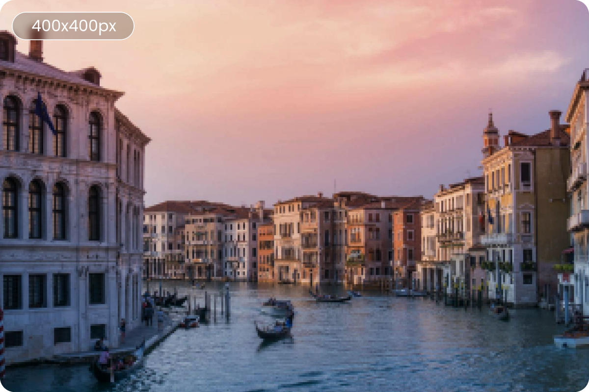 A 400x400px sunset view of the Grand Canal in Venice
