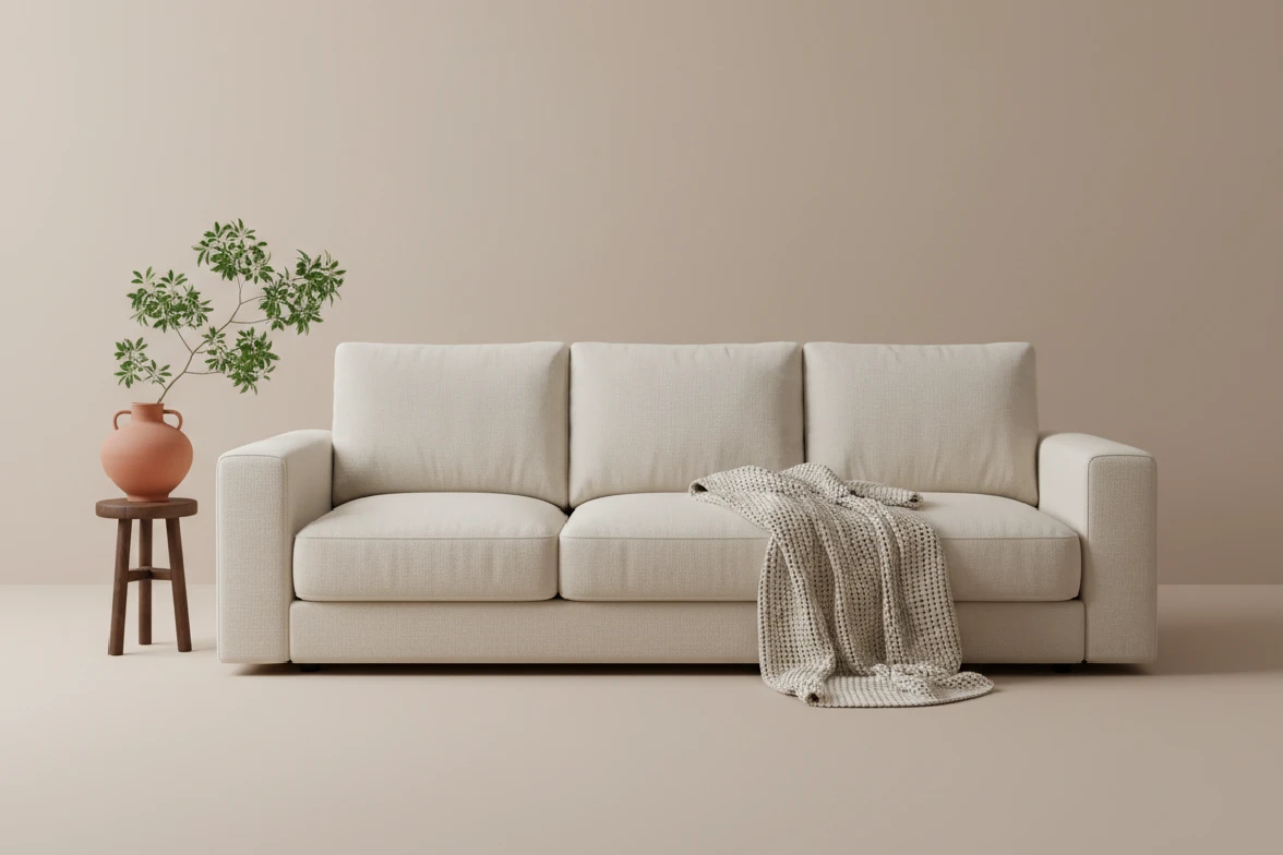 A biege sofa before using Fotor image color changer