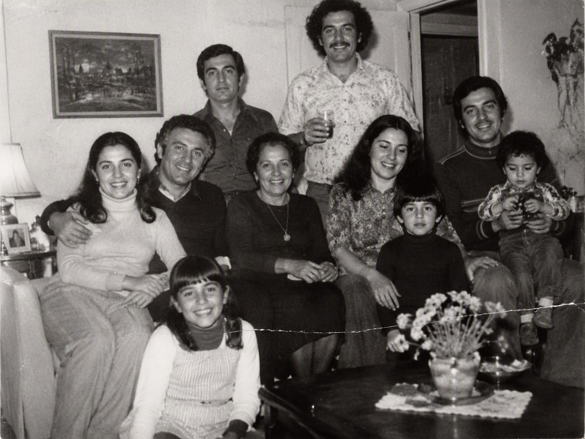 A black and white family photo