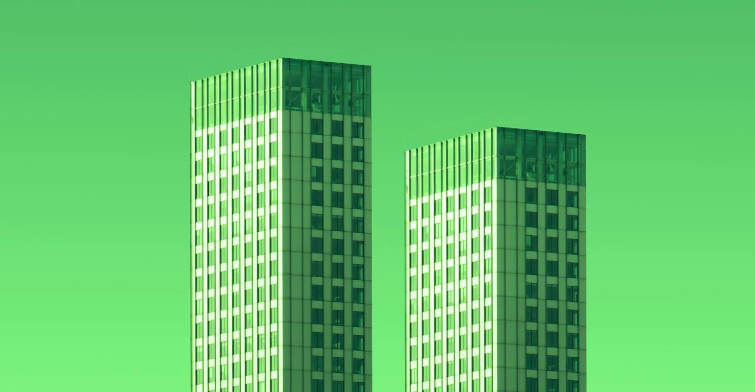 A building photo with green tone