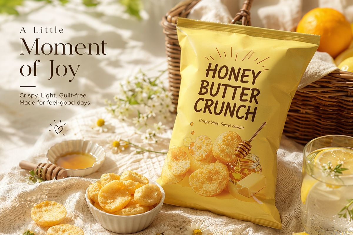 A chips brand visual with text