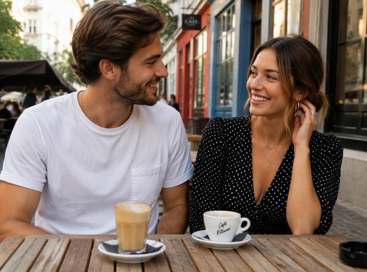 A couple lifestyle photo with adjusted natural skin tones