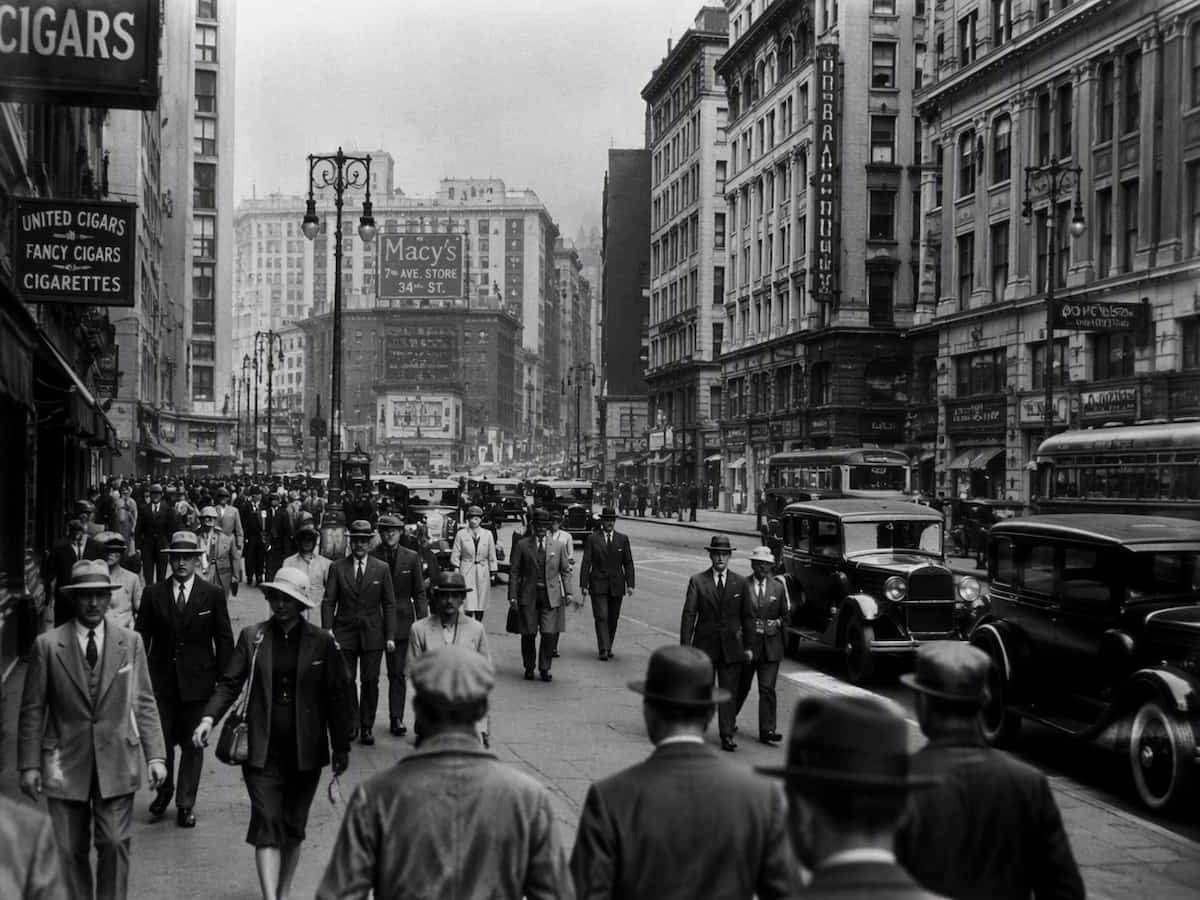 A faded black and white street photo