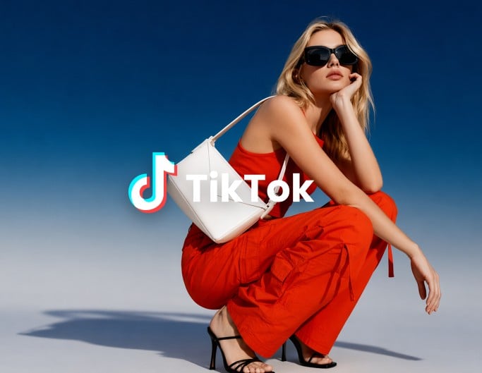 A fashion model video with a tiktok logo