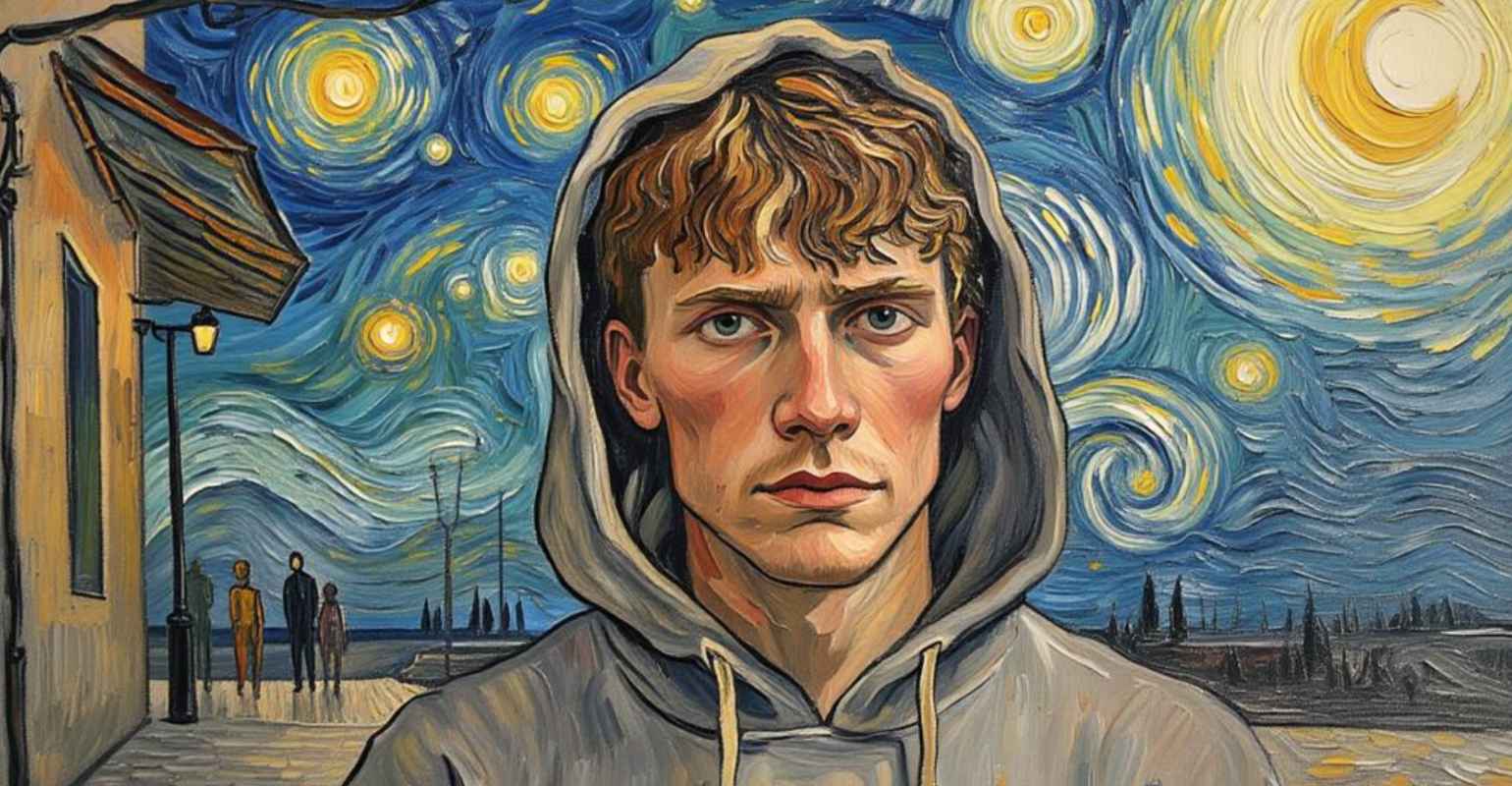 A finished painting of a man after conversion