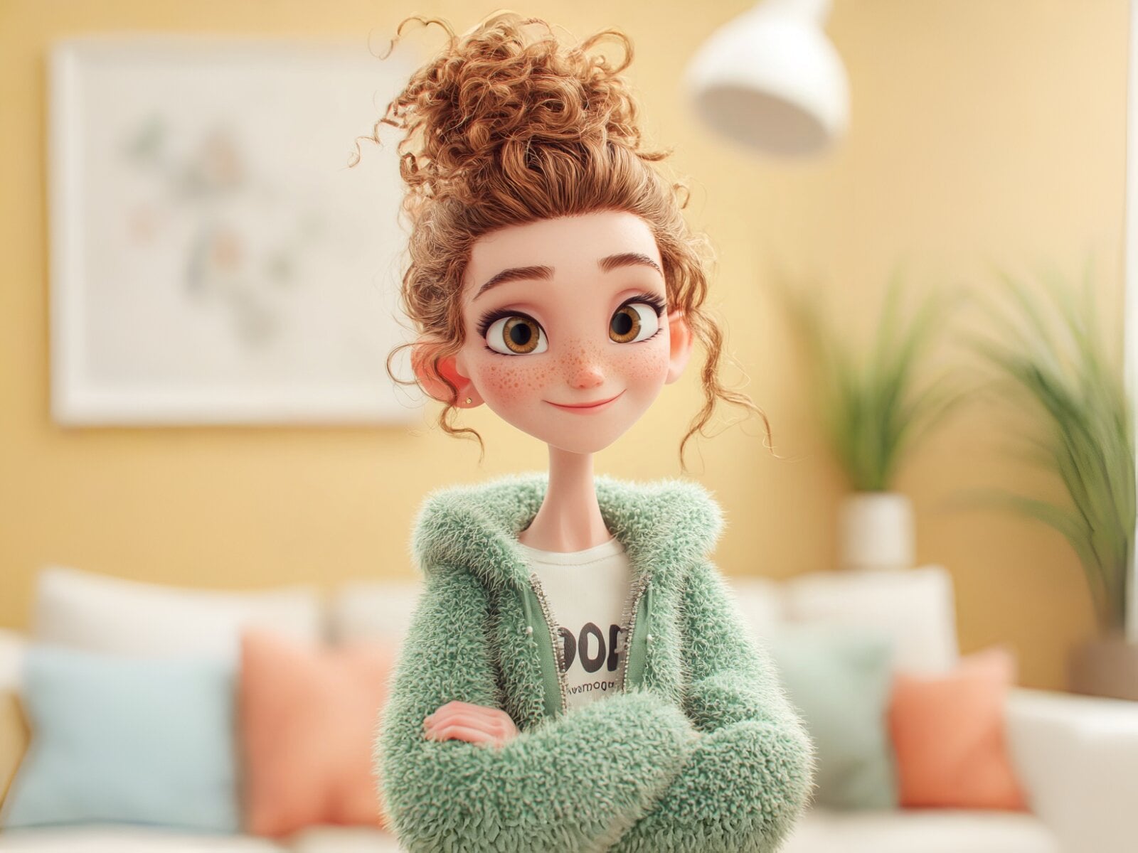 A girl in cartoon style