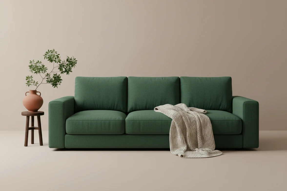 A green sofa after using Fotor image color changer