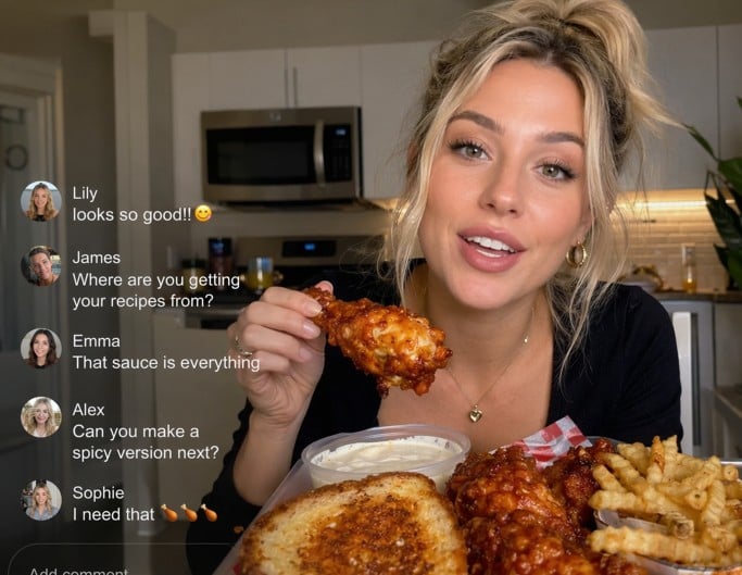 A livestream video with comments