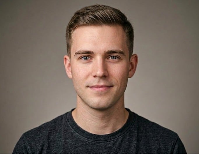 A man before addding a garibaldi beard