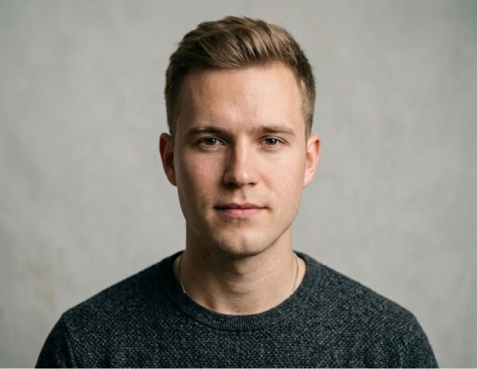 A man before adding a circle beard