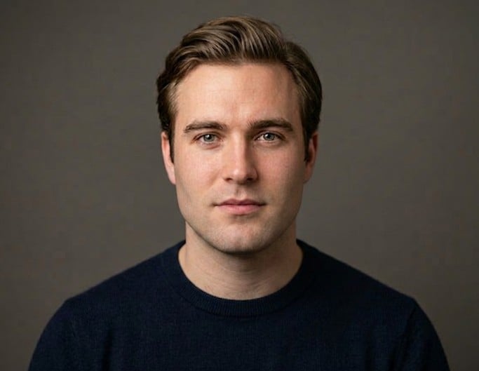 A man before adding a goatee beard