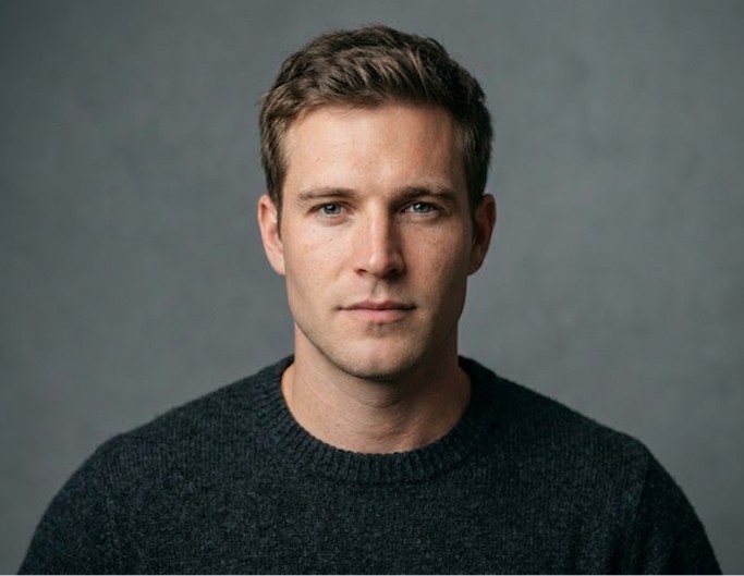 A man before adding a stubble beard