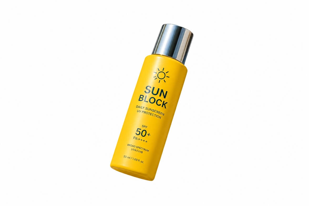 A product effect image of sunscreen after converting to a pure white background