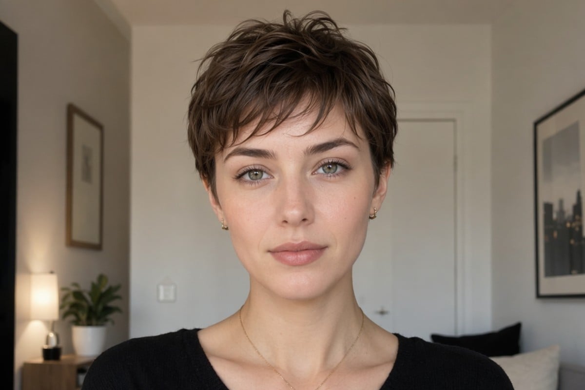 A short haired girl before aging