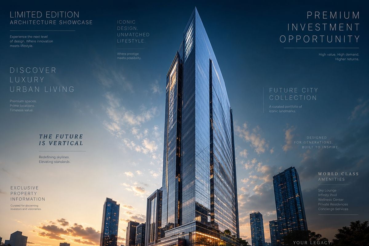 A skyscraper image with text
