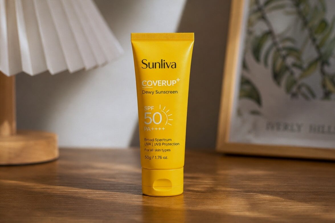 A standard everyday product photo of a sunscreen bottle