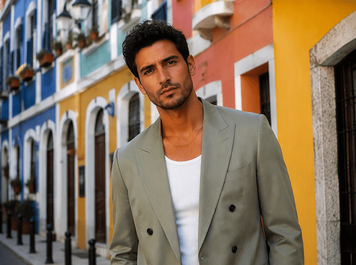 A stylish man portrait with a warmer sun kissed skin tone
