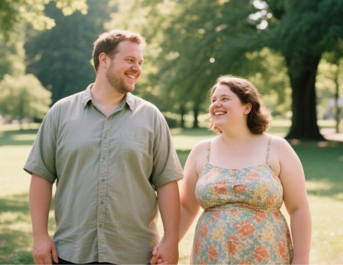 A sweet couple photo after applying a fat filter