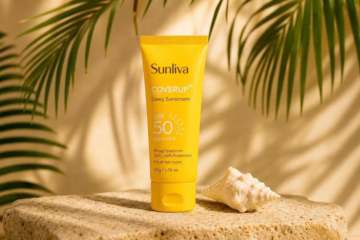 A vibe sunscreen product image generated using fotor ai product photography studio